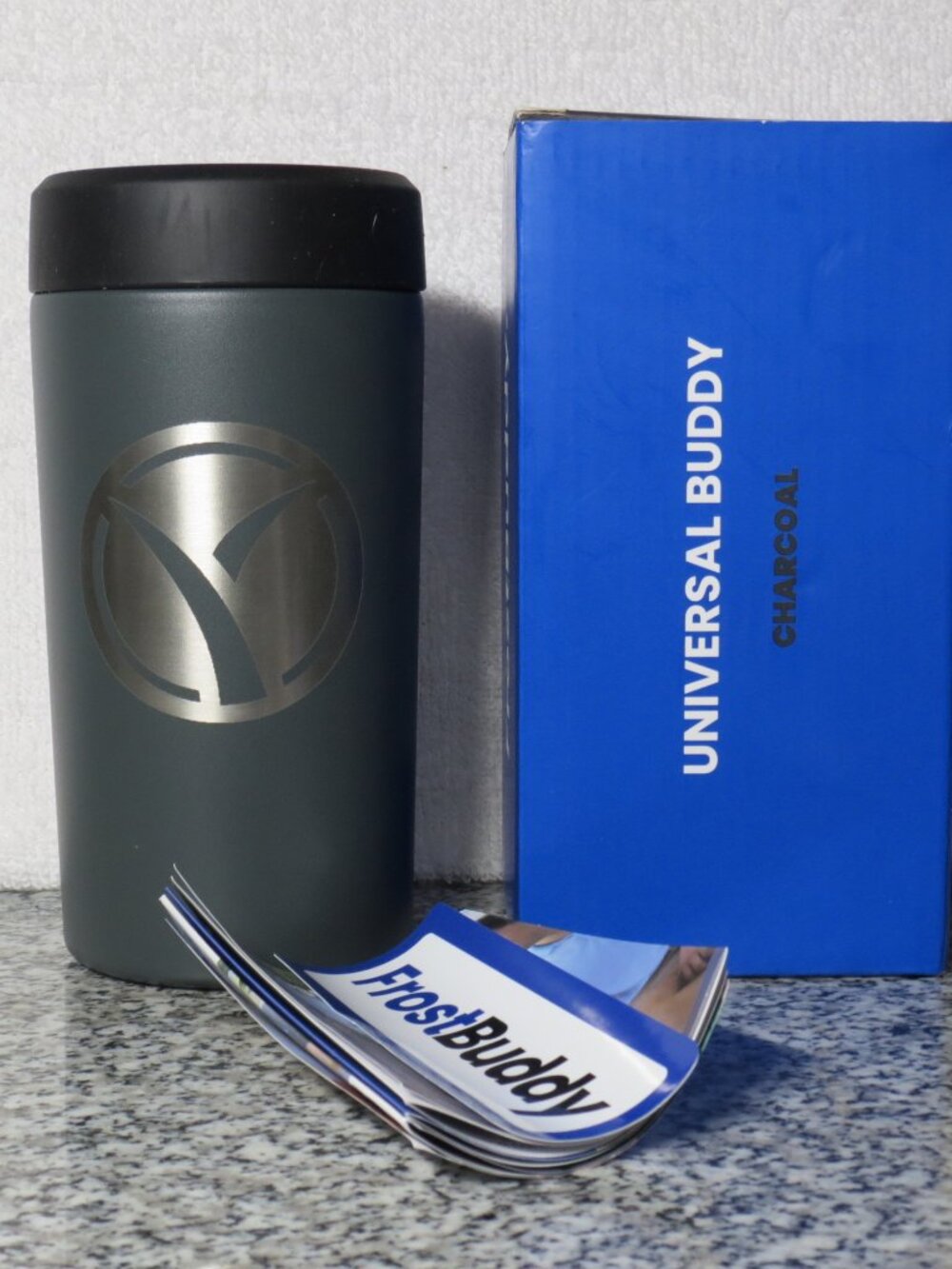 NEW IN BOX FrostBuddy Universal Buddy Can + Bottle Cooler Charcoal